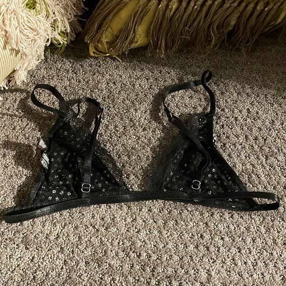 Urban Outfitters black white polka dot lace festival bra bralette - Picture 3 of 3